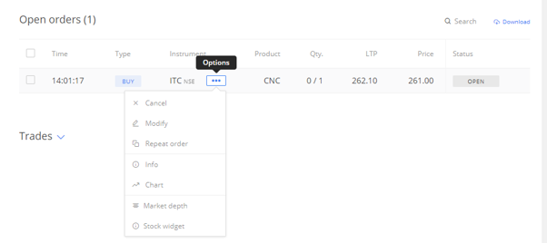 open orders